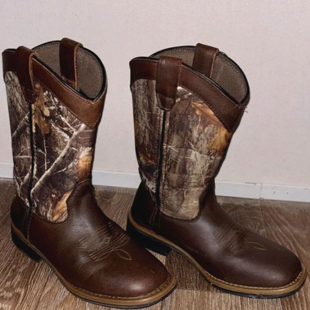 Brown Square Toe Boots - Youth
